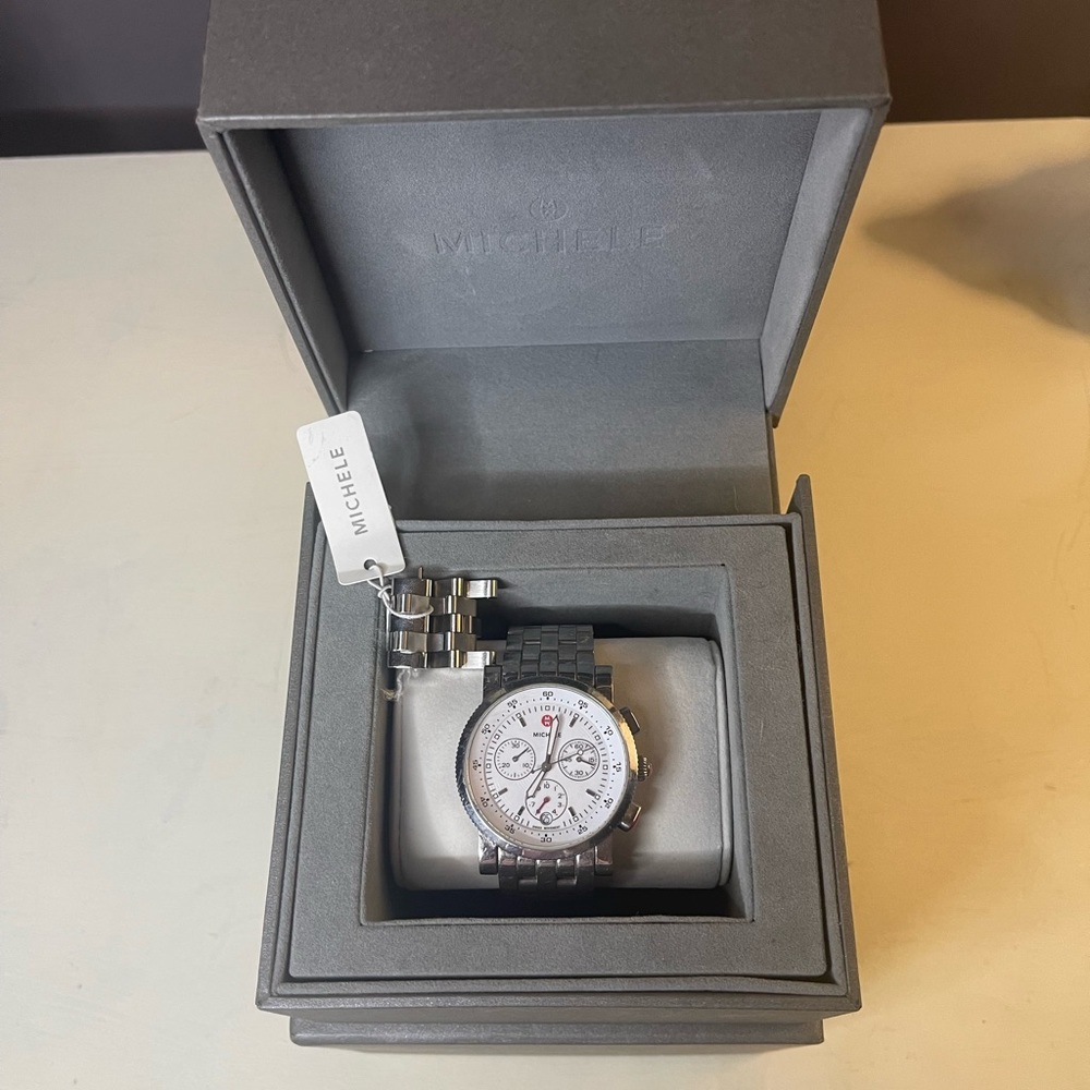 Michele Silver Sport Sail Stainless White Dial